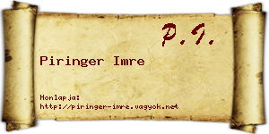 Piringer Imre névjegykártya